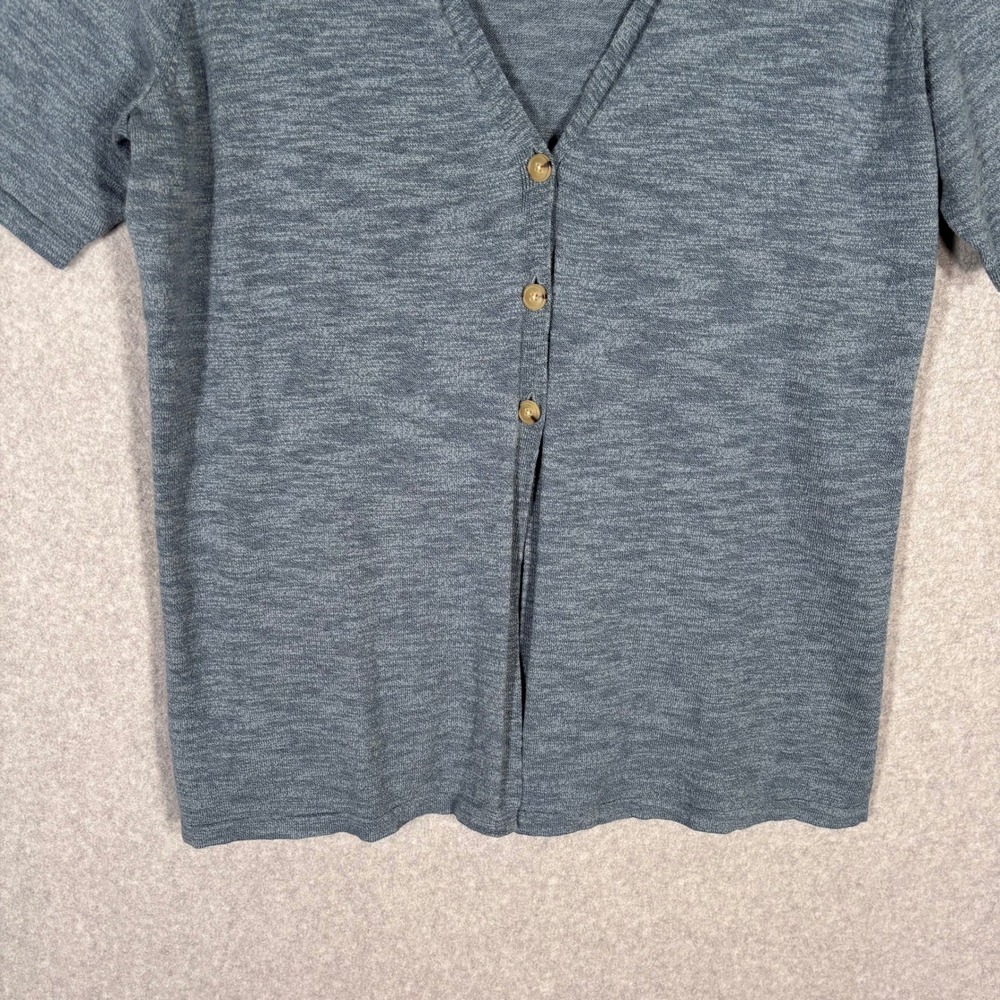 Croft Barrow Cardigan Sweater Large Blue Gray Button Thin Tunic Cotton Coastal - Picture 3 of 11